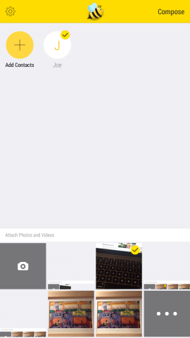 ... then once you've selected your contact, you can either tap to choose an image or video, or you can add text into the body of your email using the virtual keyboard.
