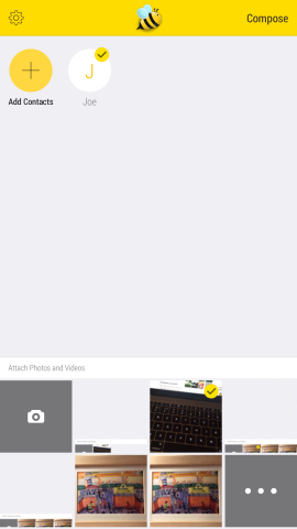 ... then once you've selected your contact, you can either tap to choose an image or video, or you can add text into the body of your email using the virtual keyboard. 