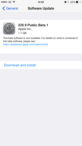 Now iOS 9 is ready to download and install on the device