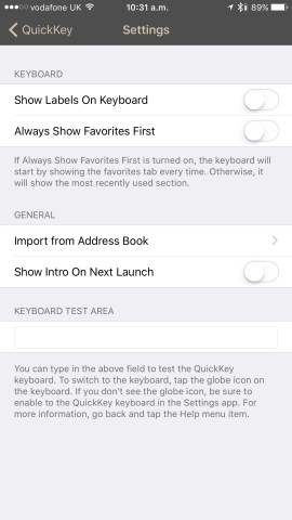 Finally, a minor list of settings are available for iPhone owners to configure. 