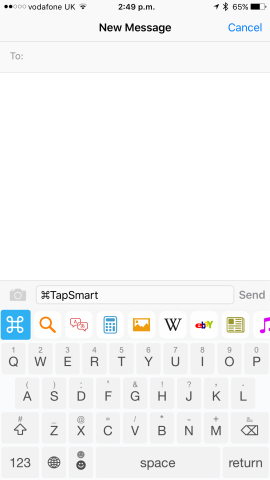 Tapping the command key, entering a search term, and choosing your search method can all easily be done inside the ReBoard keyboard.