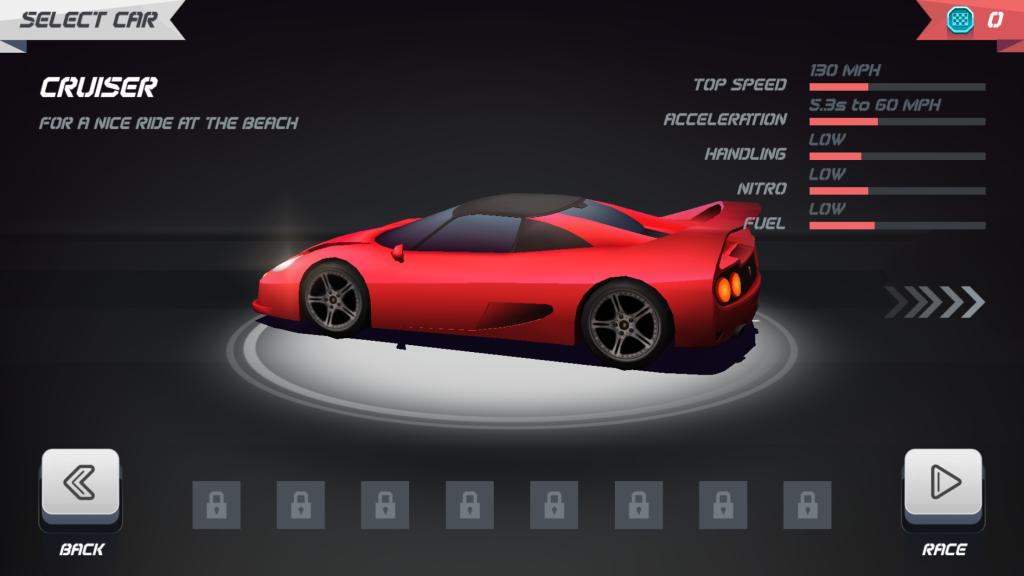 This is your starting car. Come first in your races and upgrades will be offered