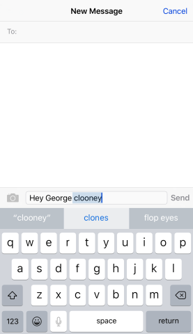 It doesn't know who George Clooney is?! iOS will auto-correct this to 'clones'