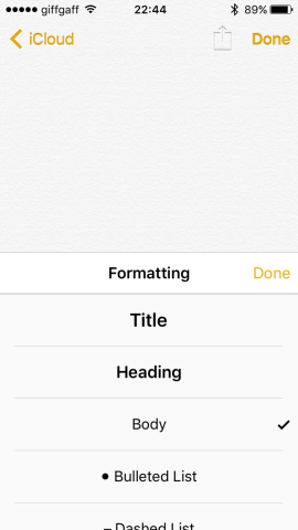 You can format text as title, heading or numbered lists