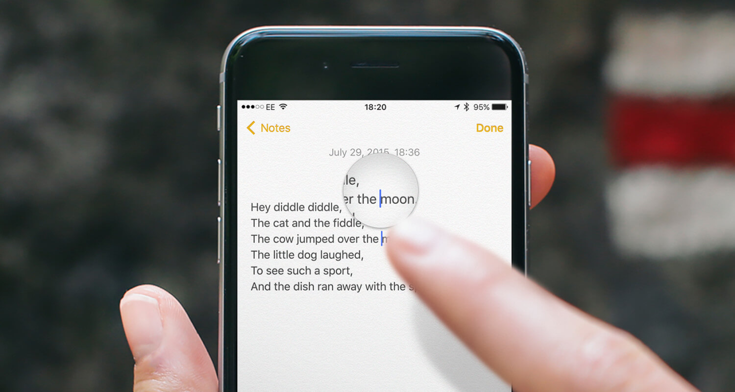 Guide Place and move the cursor on the iPhone iOS 9 TapSmart