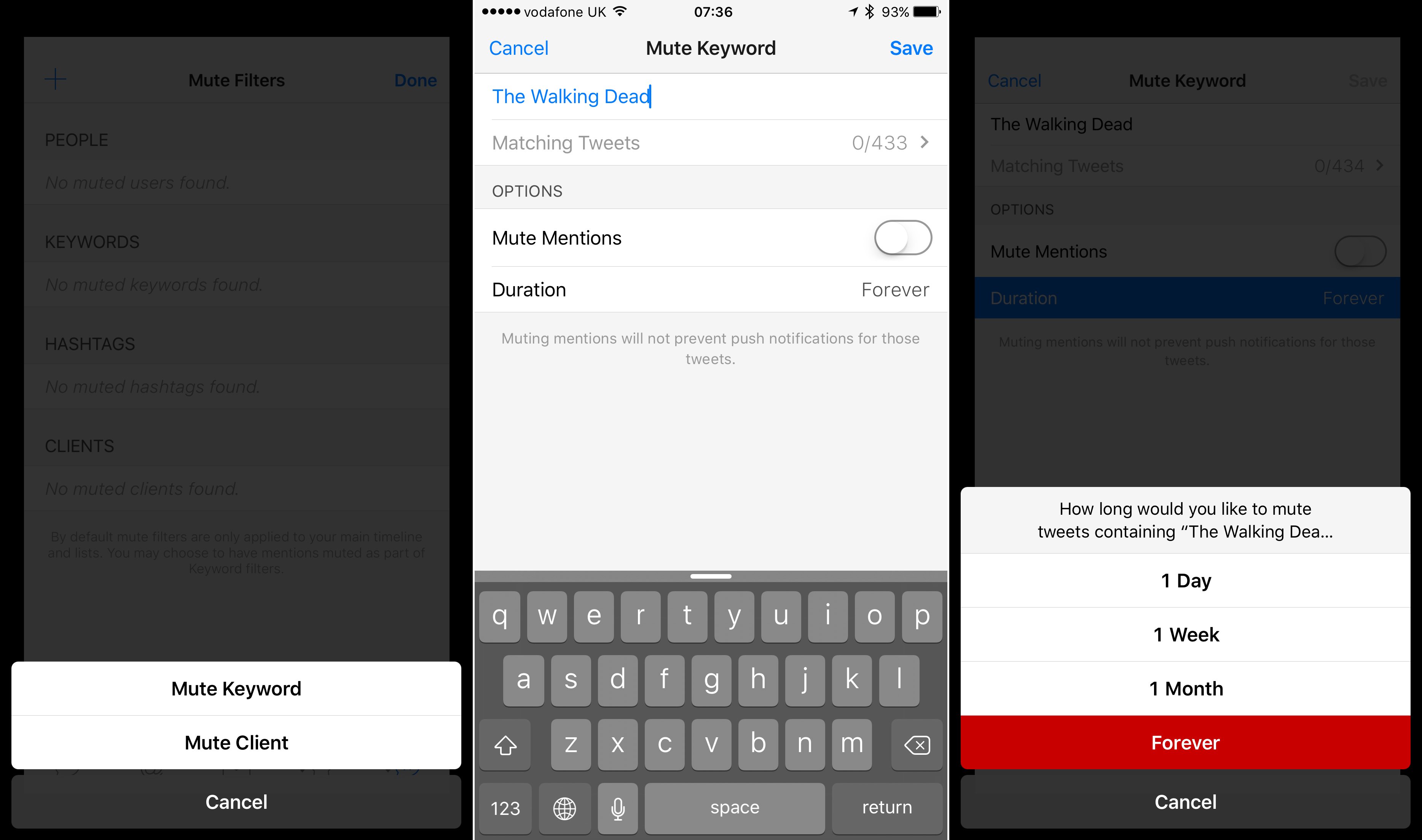 You'll need to choose your keywords carefully in order for Tweetbot's mute filters to work. 