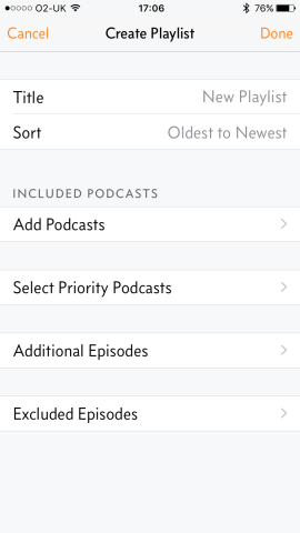 Playlists in Overcast are extremely flexible.