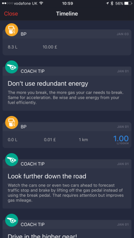You can scroll back through previous events (including tip notifications) inside a dedicated interface.