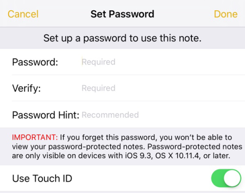 Protect your notes with passwords and Touch ID in iOS 9.3