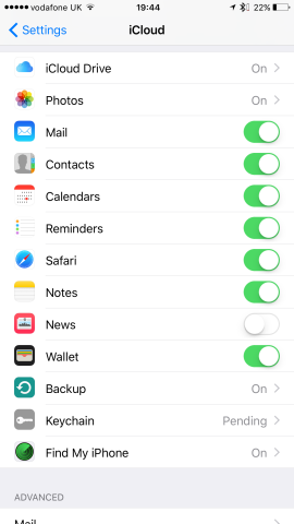 You'll need to make sure iCloud is enabled for your chosen app or service in order for this method to work. 