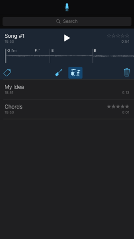 You'll be able to browse through all of your musical memos inside this list interface. 