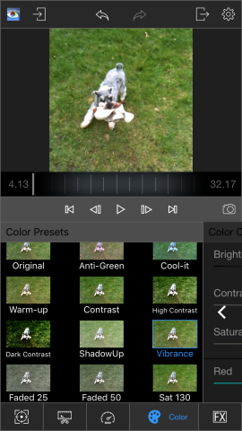 There are plenty of colour presets, such as Vibrance, for giving a video a boost.