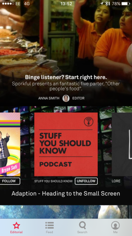 The stream of recommendations also focuses on episodes rather than the shows themselves