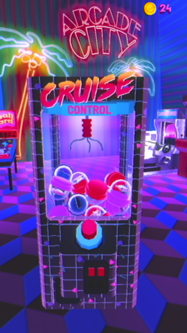 The game even has a little grabber-machine to win new cars. Super retro