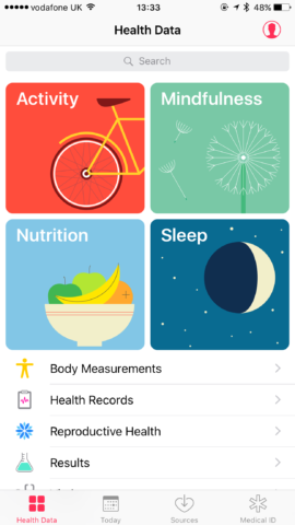 How the Health app looks under iOS 10. 