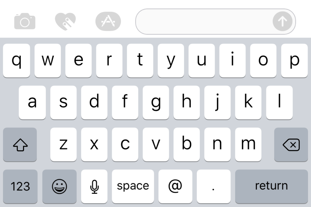The keyboard has new options – from L-R – switch to Camera, to sketch something, or to use a third-party extension