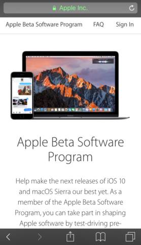 Sign up to the beta via Safari on your device