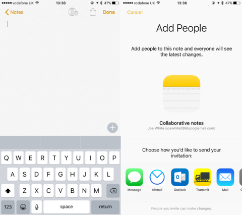 Collaborative Notes allow iPhone owners to share their individual notes with others. 