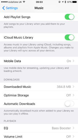Optimizing iCloud Music Library storage means Apple Music downloads will take less space than before. 