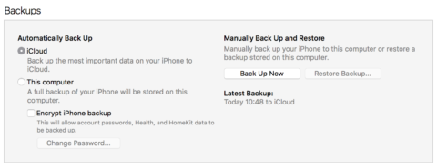 Encrypt the backup if you wish to save Health app data