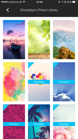 You can change your background picture in Simpliday, too. It's even possible to pick one from the iOS Photos app. 