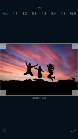 File New offers a range of photo editing tools, including crop.