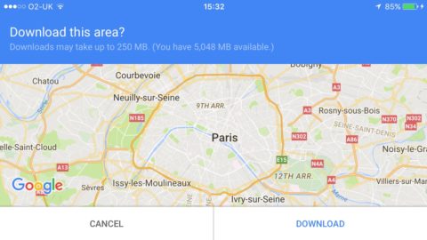 Google Maps saves chunks of maps for offline use.