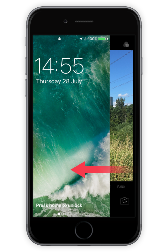 Camera shortcut open the camera from the Lock Screen iOS 11 Guide