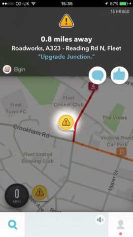 Waze crowdsources traffic problems.