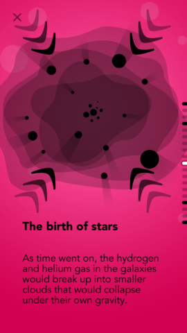The app takes a visual approach to help foster understanding of Hawking's key theories and explanations