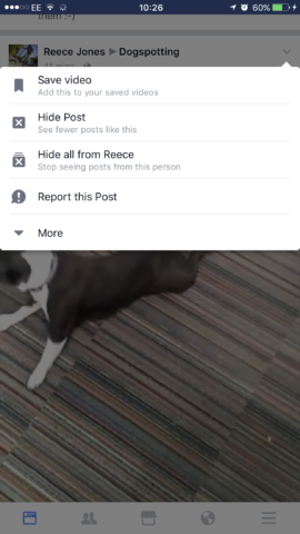 Tap the arrow to access post options