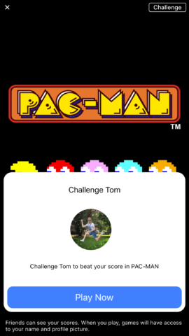 Challenge friends to play games in Messenger
