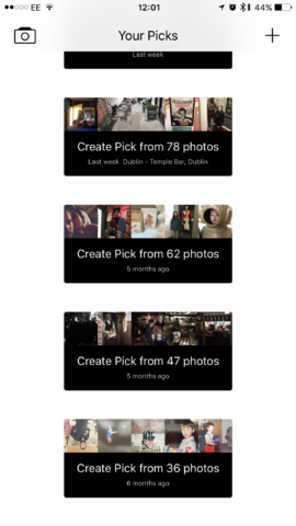 Picky recognizes locations of time periods and selects the best photos from the group