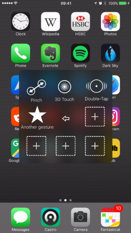 New gestures can be added to the Assistive Touch menu