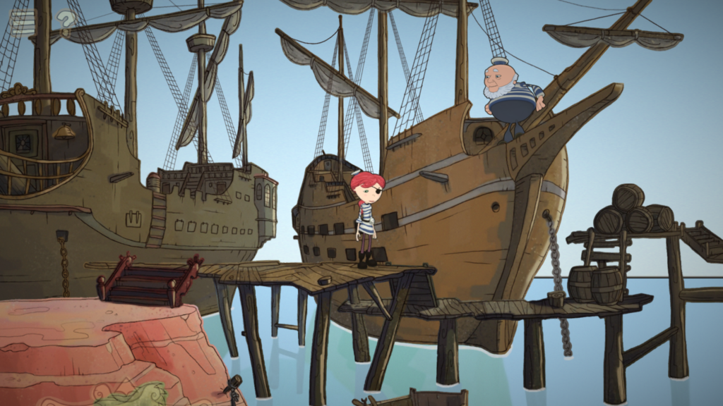 Nelly is an adventurer – one of your first tasks is to get her aboard that ship