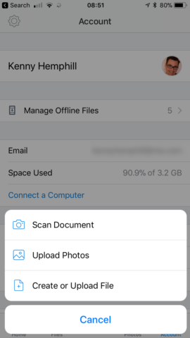 upload photos to dropbox