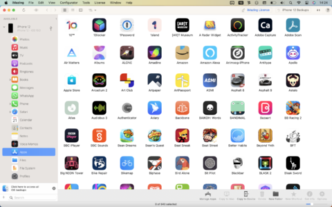 Installed apps in iMazing