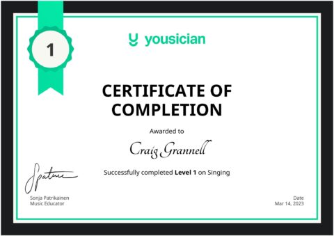 Yousician certificate