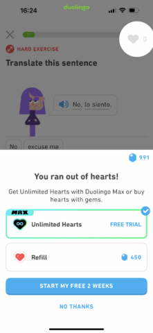 Duolingo hearts