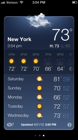 iPhone 5 Weather app.