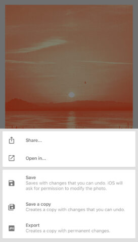 Snapseed export view 