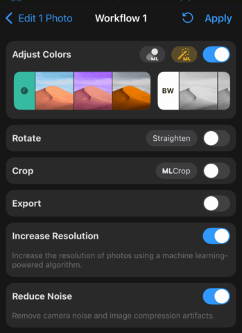 Photomator workflow 