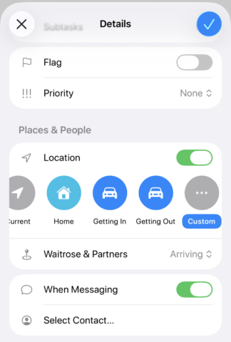 Apple Reminders places