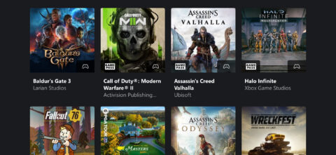 Xbox Cloud Gaming menu
