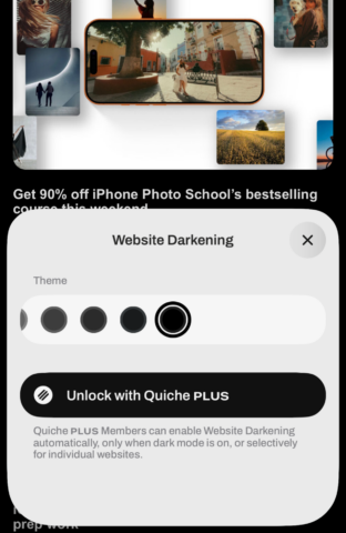 Quiche Browser darkening
