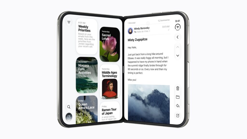 iPhone Duo open with the Siri app and Mail side by side